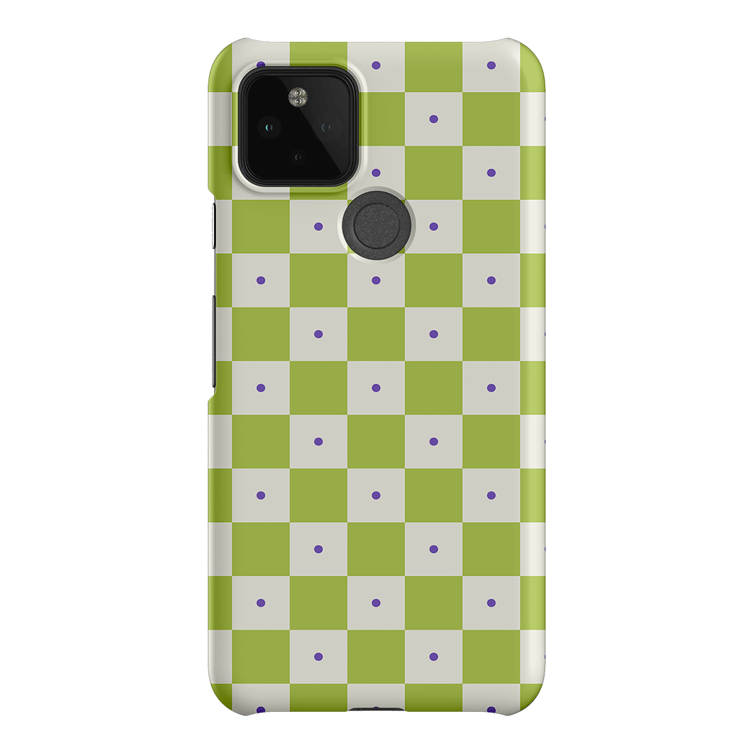 Checkers Lime with Lilac Matte Case Matte Phone Cases Google Pixel 5 / Snap by The Dairy - The Dairy