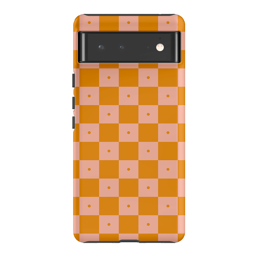 Checkers Orange with Blush Matte Case Matte Phone Cases Google Pixel 6 / Armoured by The Dairy - The Dairy