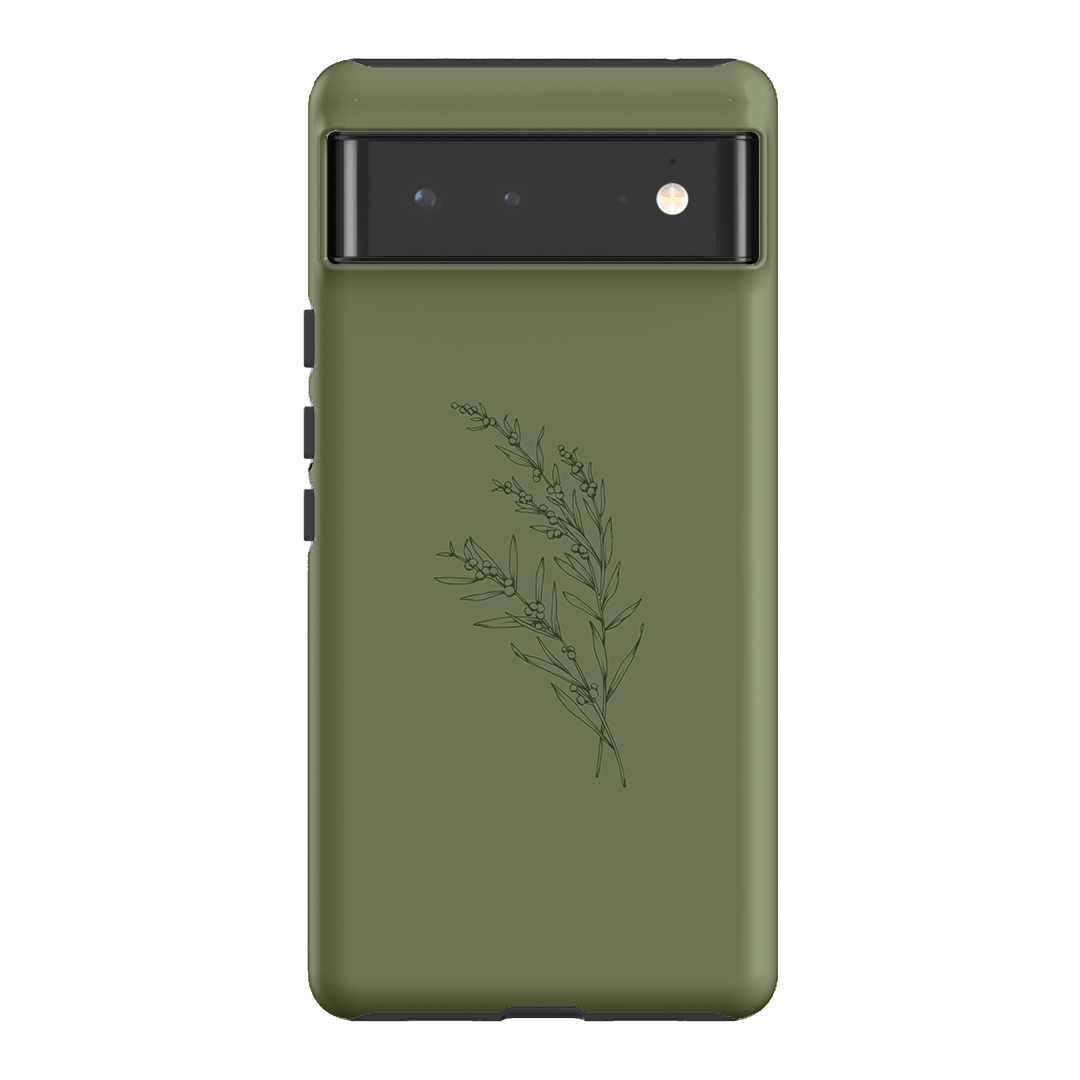 Khaki Wattle Printed Phone Cases Google Pixel 6 / Armoured by Typoflora - The Dairy