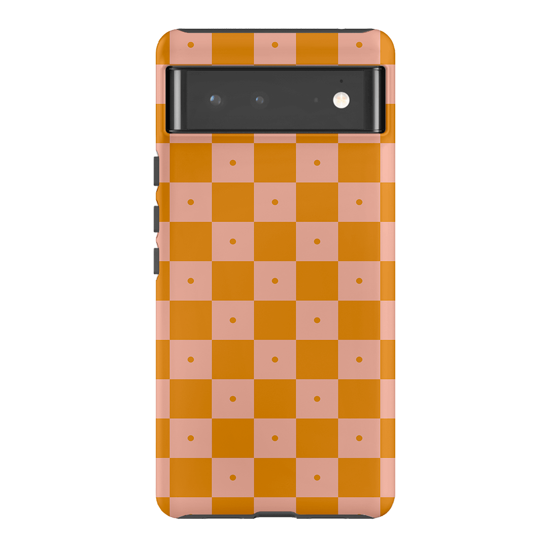 Checkers Orange with Blush Matte Case Matte Phone Cases Google Pixel 6 Pro / Armoured by The Dairy - The Dairy