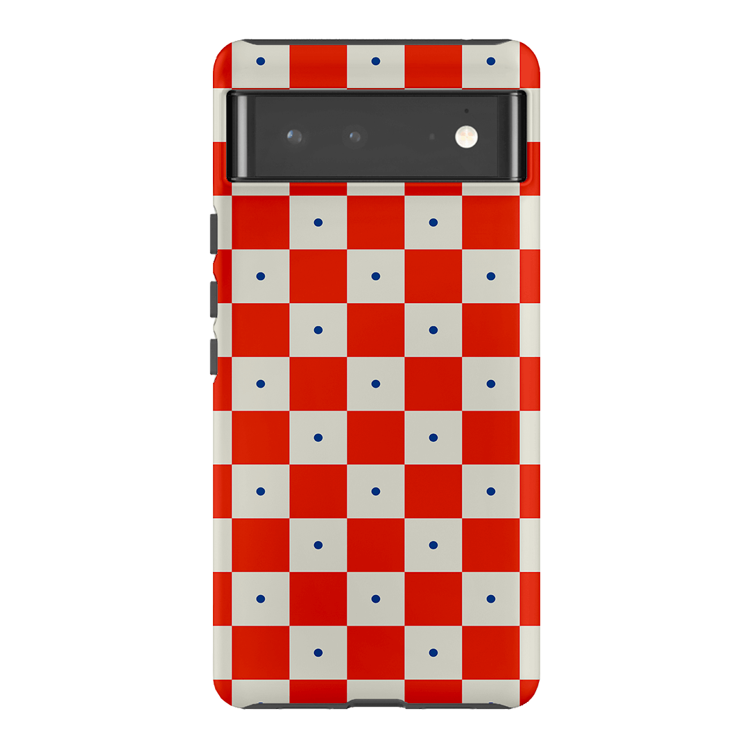 Checkers Scarlet with Cobalt Matte Case Matte Phone Cases Google Pixel 6 Pro / Armoured by The Dairy - The Dairy