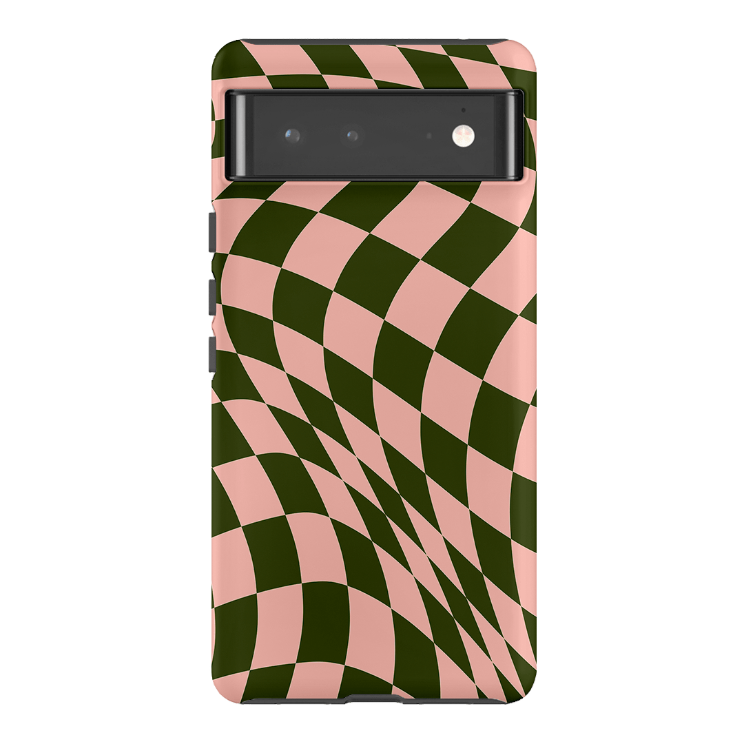Wavy Check Forest on Blush Matte Case Matte Phone Cases Google Pixel 6 Pro / Armoured by The Dairy - The Dairy