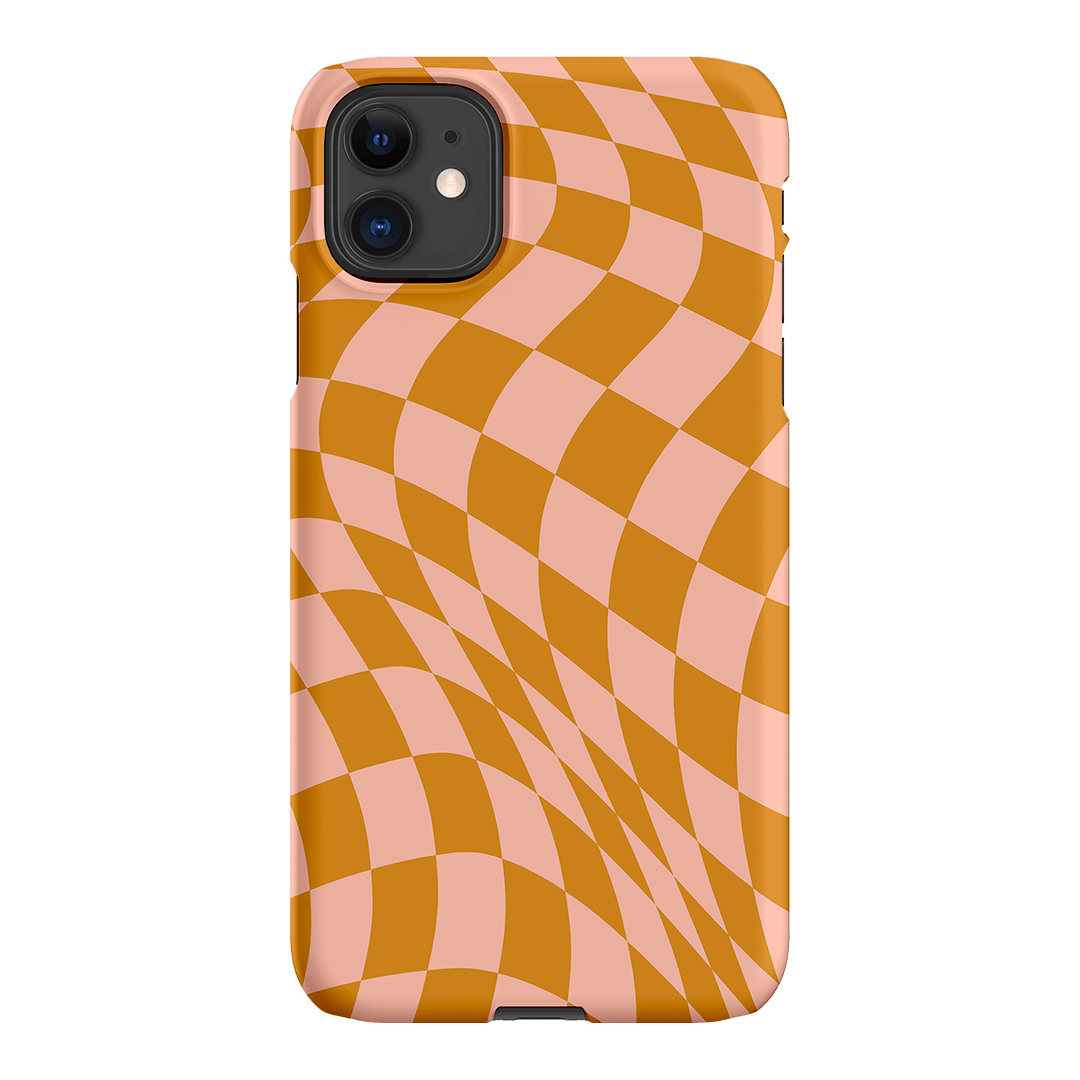 Wavy Check Orange on Blush Matte Case Matte Phone Cases iPhone 11 / Snap by The Dairy - The Dairy