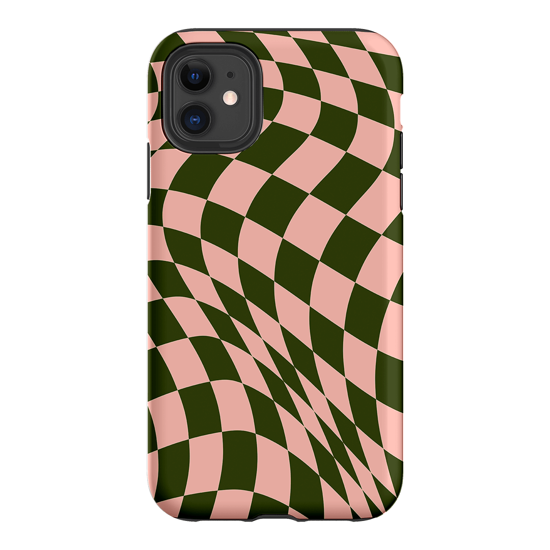 Wavy Check Forest on Blush Matte Case Matte Phone Cases iPhone 11 / Armoured by The Dairy - The Dairy