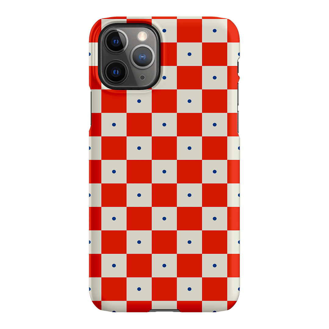 Checkers Scarlet with Cobalt Matte Case Matte Phone Cases iPhone 11 Pro / Snap by The Dairy - The Dairy