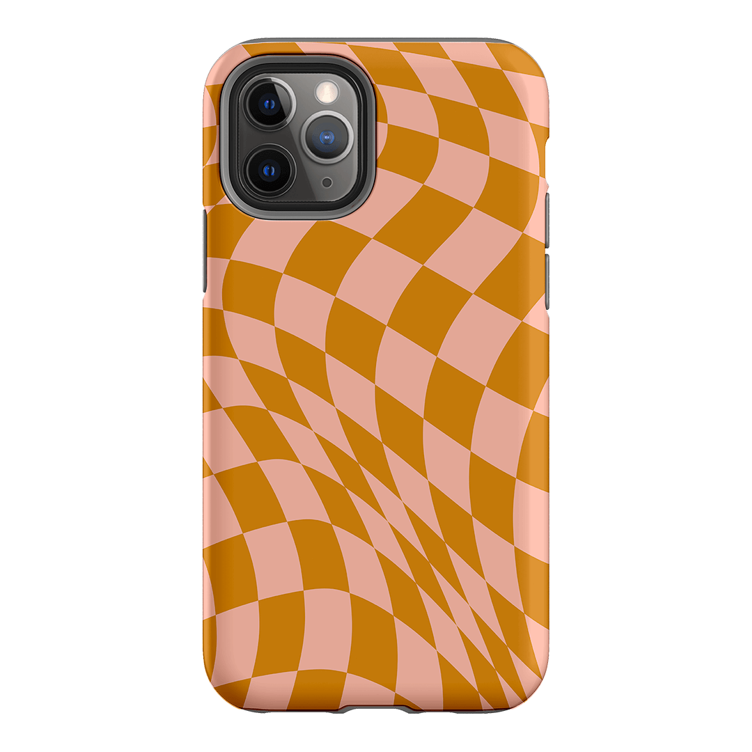 Wavy Check Orange on Blush Matte Case Matte Phone Cases iPhone 11 Pro / Armoured by The Dairy - The Dairy
