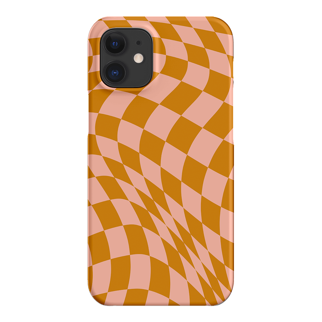 Wavy Check Orange on Blush Matte Case Matte Phone Cases iPhone 12 Mini / Snap by The Dairy - The Dairy