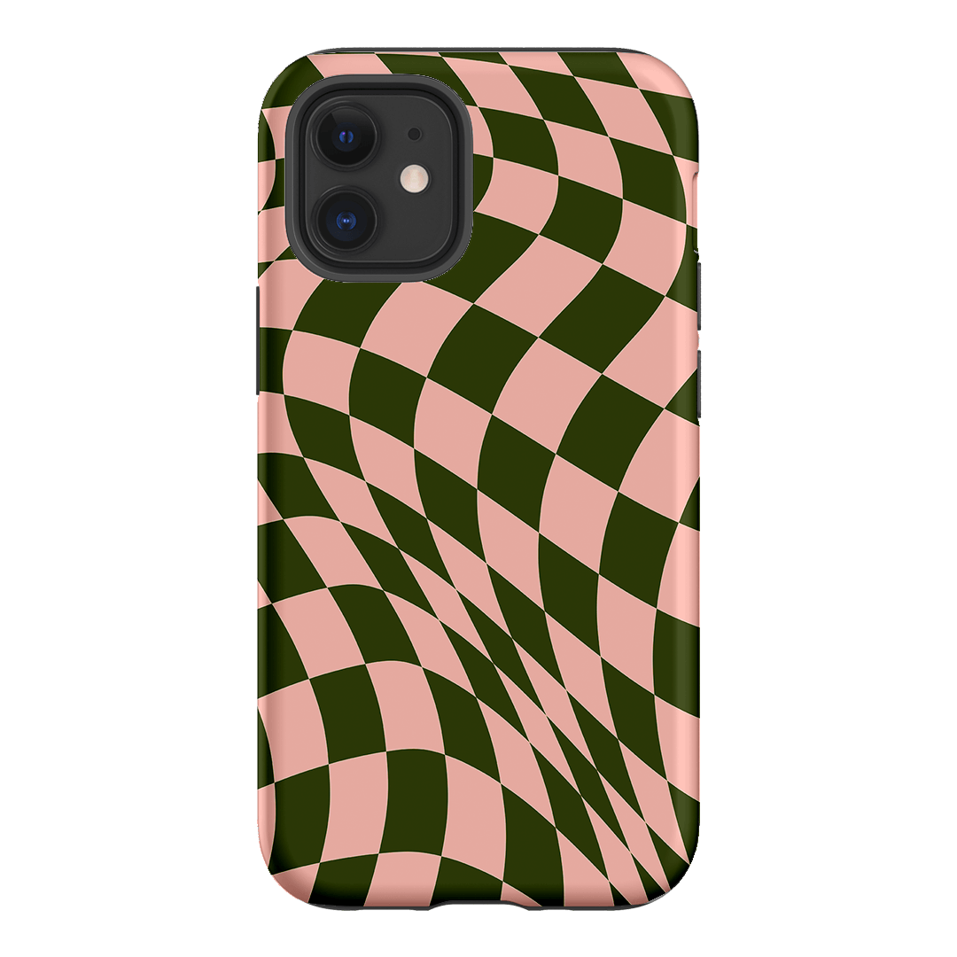 Wavy Check Forest on Blush Matte Case Matte Phone Cases iPhone 12 Mini / Armoured by The Dairy - The Dairy
