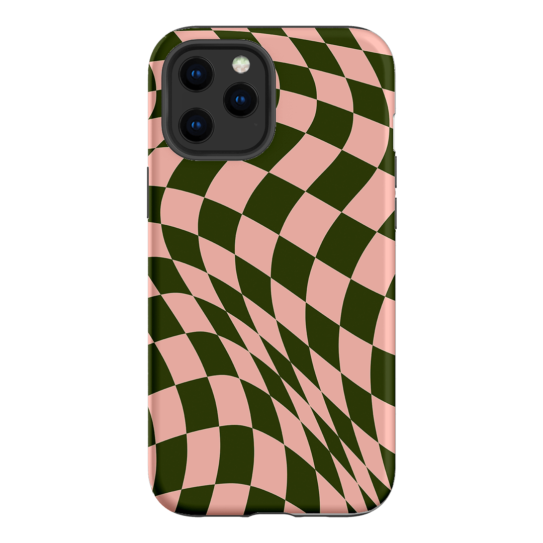 Wavy Check Forest on Blush Matte Case Matte Phone Cases iPhone 12 Pro / Armoured by The Dairy - The Dairy