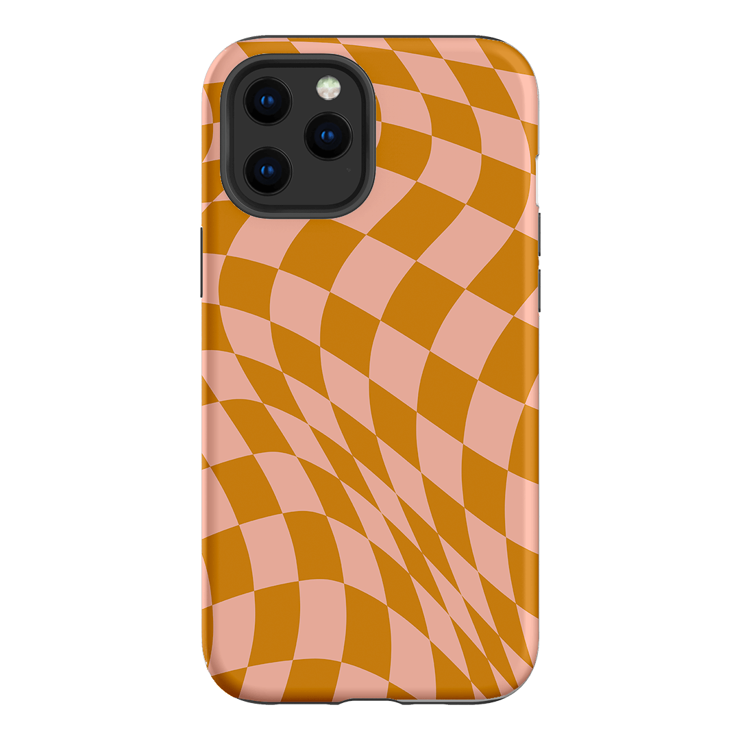 Wavy Check Orange on Blush Matte Case Matte Phone Cases iPhone 12 Pro / Armoured by The Dairy - The Dairy