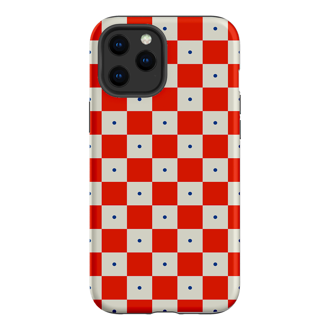 Checkers Scarlet with Cobalt Matte Case Matte Phone Cases iPhone 12 Pro Max / Armoured by The Dairy - The Dairy