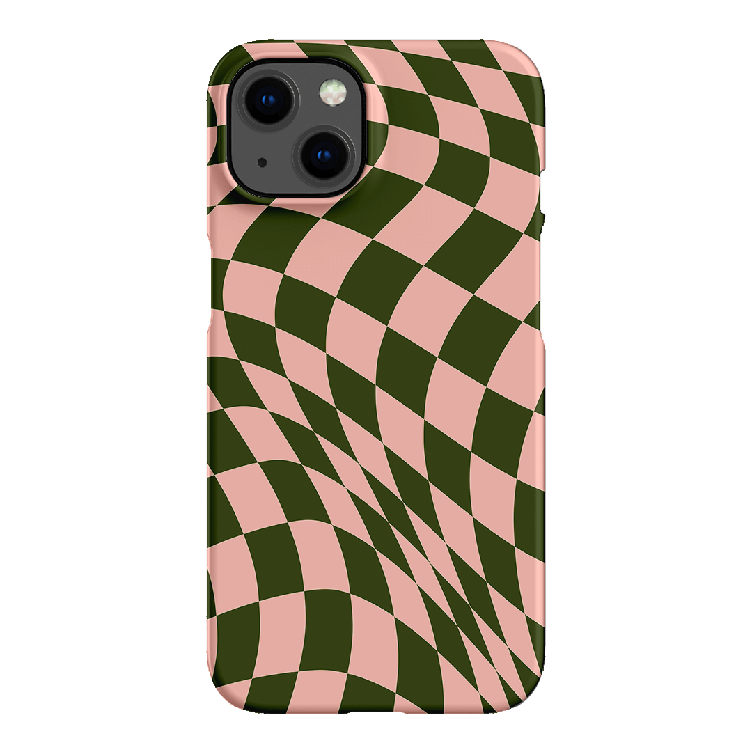 Wavy Check Forest on Blush Matte Case Matte Phone Cases iPhone 13 / Snap by The Dairy - The Dairy