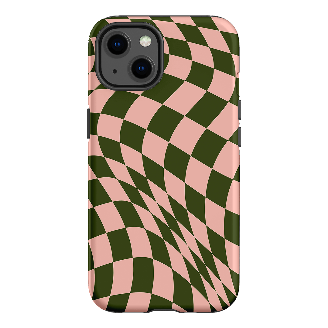 Wavy Check Forest on Blush Matte Case Matte Phone Cases iPhone 13 / Armoured by The Dairy - The Dairy