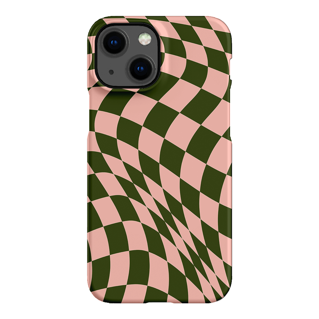 Wavy Check Forest on Blush Matte Case Matte Phone Cases iPhone 13 Mini / Snap by The Dairy - The Dairy