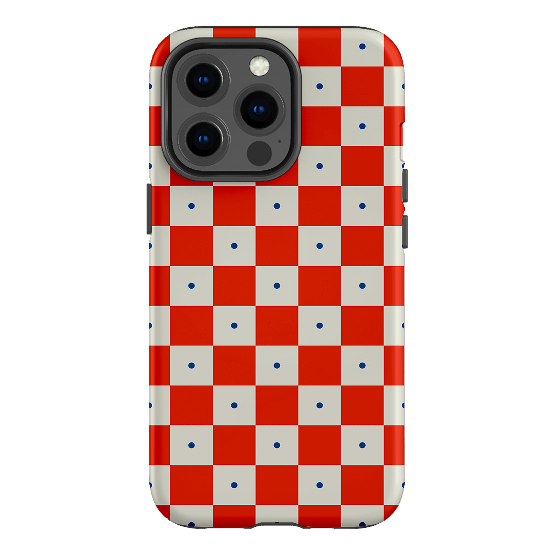 Checkers Scarlet with Cobalt Matte Case Matte Phone Cases iPhone 13 Pro / Armoured by The Dairy - The Dairy