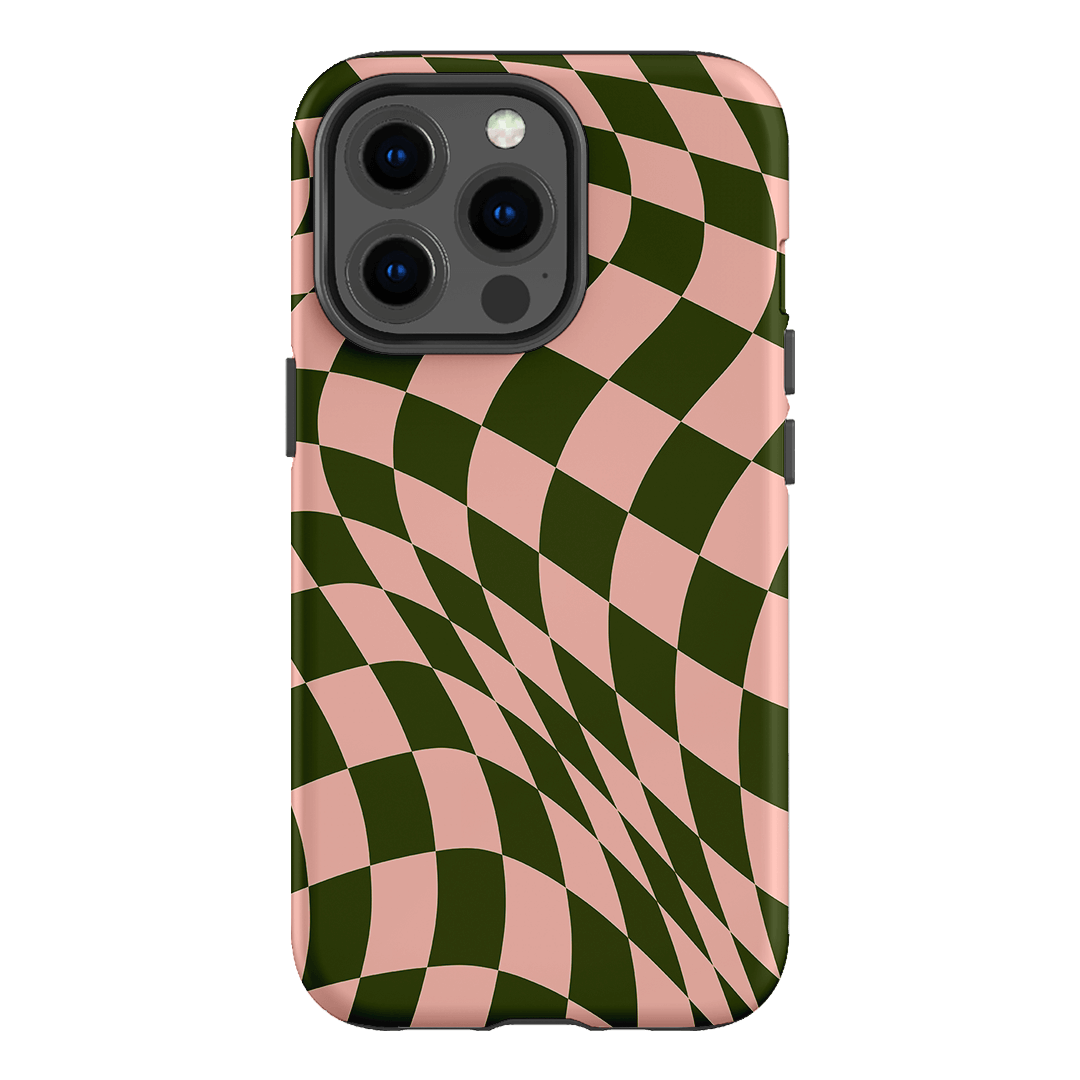 Wavy Check Forest on Blush Matte Case Matte Phone Cases iPhone 13 Pro / Armoured by The Dairy - The Dairy