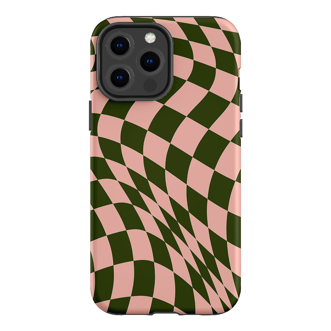 Wavy Check Forest on Blush Matte Case Matte Phone Cases iPhone 13 Pro Max / Armoured by The Dairy - The Dairy
