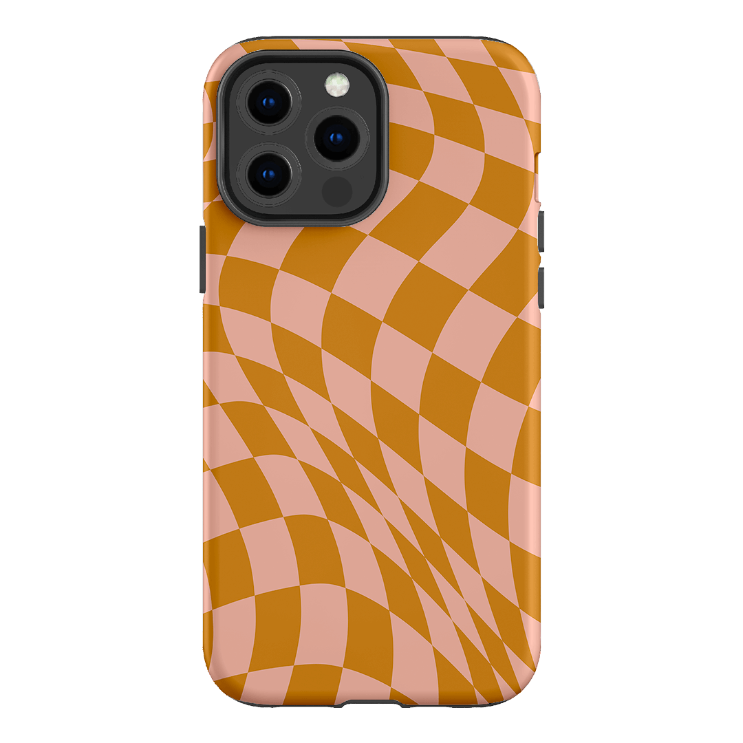 Wavy Check Orange on Blush Matte Case Matte Phone Cases iPhone 13 Pro Max / Armoured by The Dairy - The Dairy