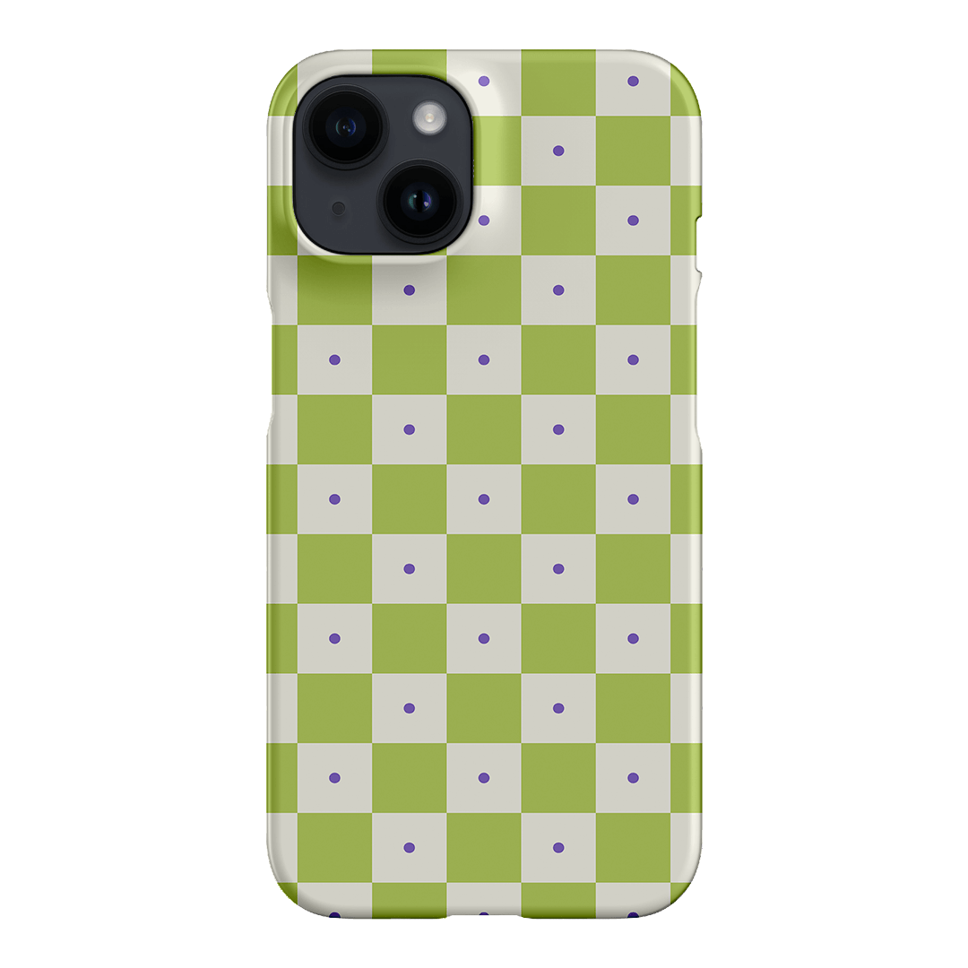 Checkers Lime with Lilac Matte Phone Cases iPhone 14 / Snap by The Dairy - The Dairy