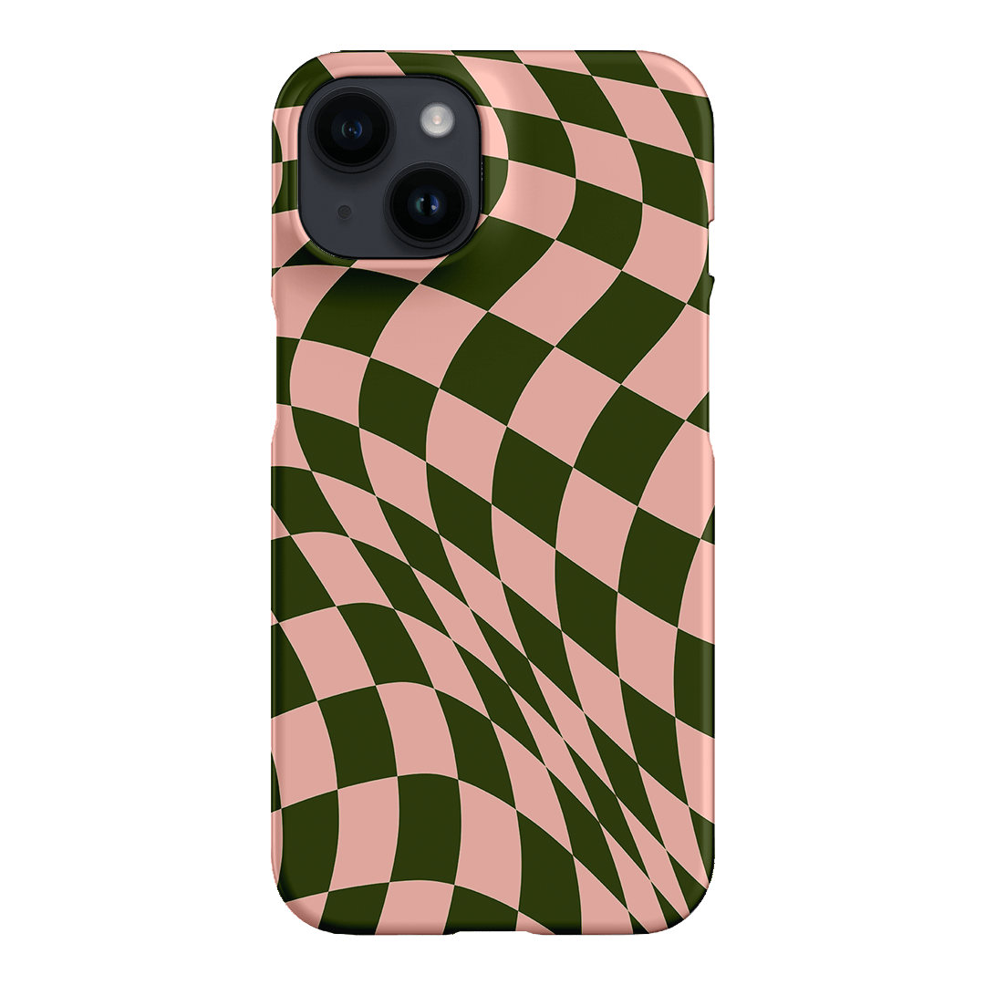 Wavy Check Forest on Blush Matte Case Matte Phone Cases iPhone 14 / Snap by The Dairy - The Dairy