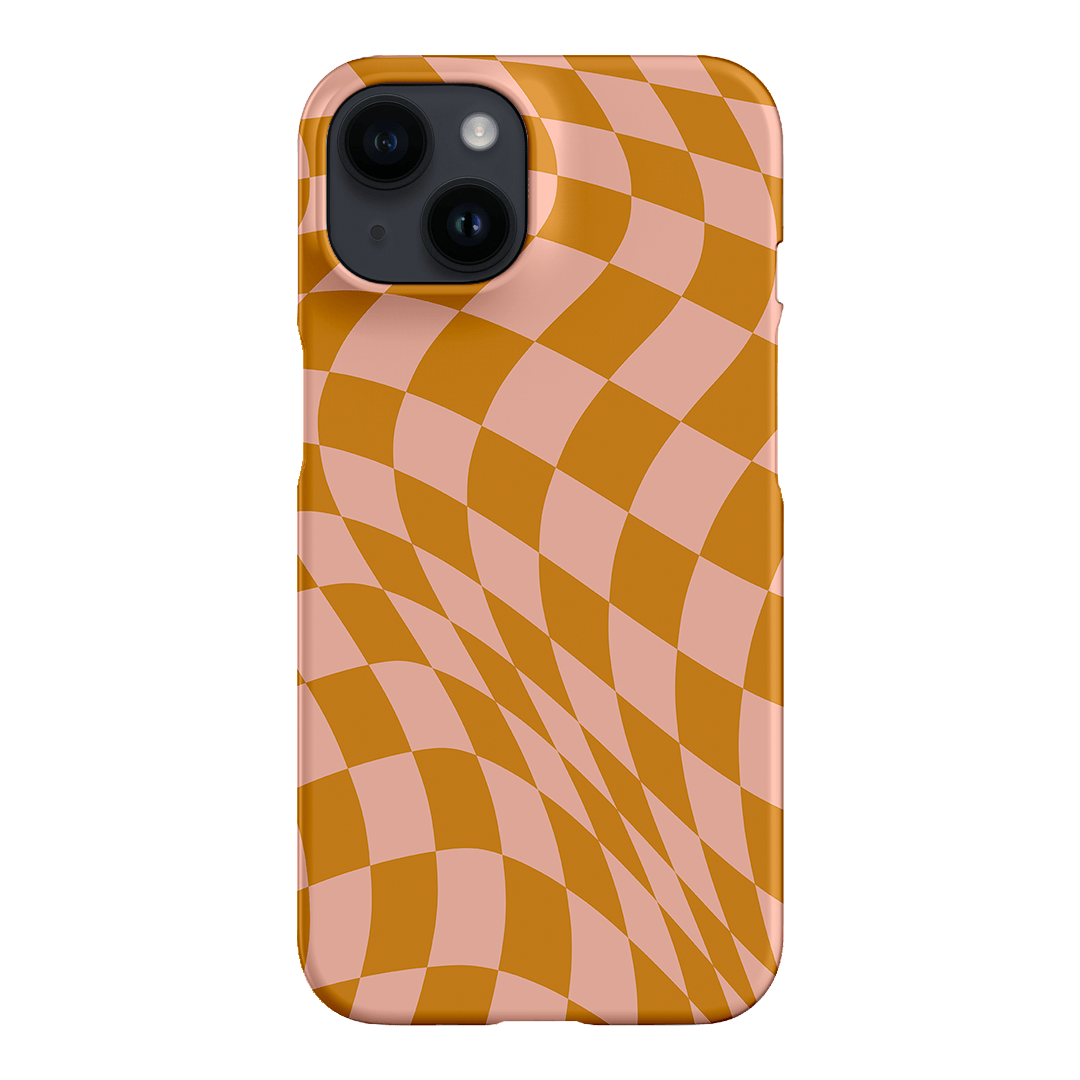 Wavy Check Orange on Blush Matte Case Matte Phone Cases iPhone 14 / Snap by The Dairy - The Dairy