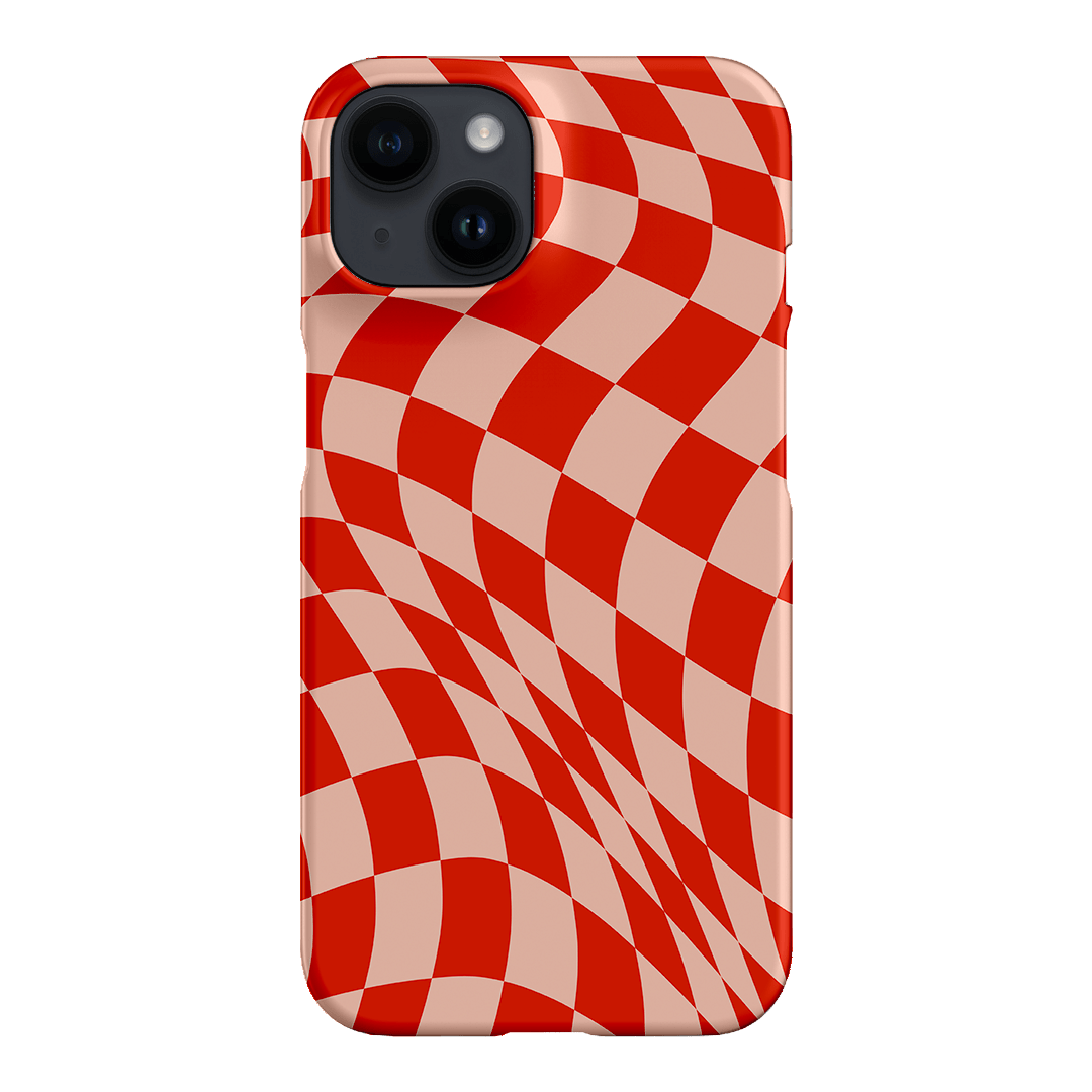 Wavy Check Scarlet on Blush Matte Case Matte Phone Cases iPhone 14 / Snap by The Dairy - The Dairy