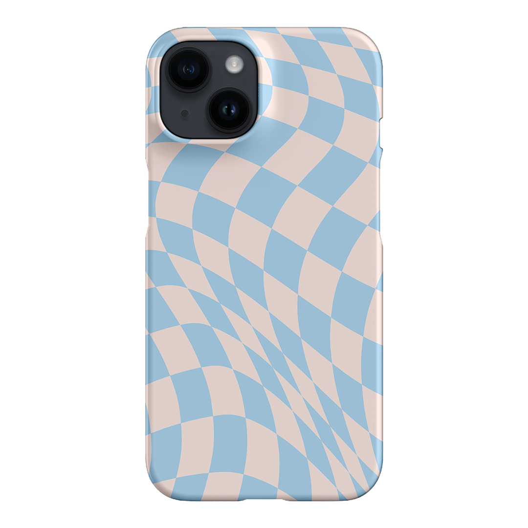 Wavy Check Sky on Light Blush Matte Phone Cases iPhone 14 / Snap by The Dairy - The Dairy