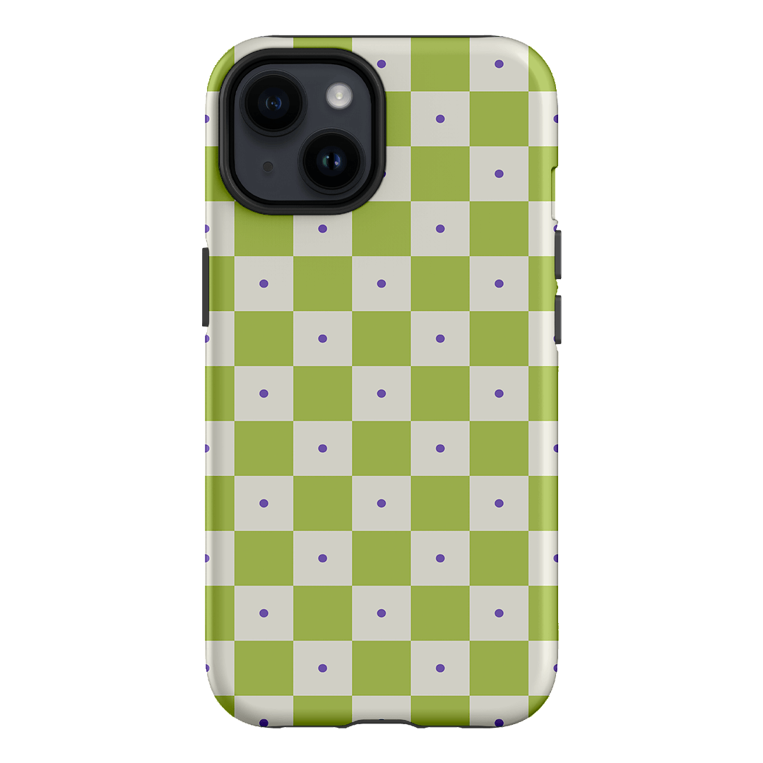 Checkers Lime with Lilac Matte Phone Cases iPhone 14 / Armoured by The Dairy - The Dairy