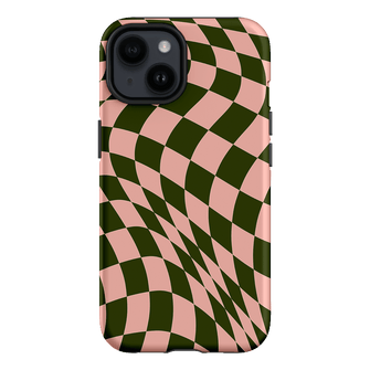 Wavy Check Forest on Blush Matte Case Matte Phone Cases iPhone 14 / Armoured by The Dairy - The Dairy