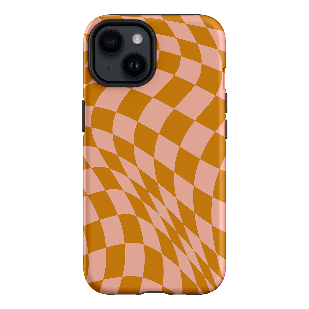 Wavy Check Orange on Blush Matte Case Matte Phone Cases iPhone 14 / Armoured by The Dairy - The Dairy