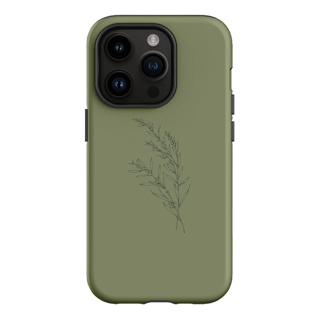 Khaki Wattle Printed Phone Cases iPhone 14 Pro / Armoured by Typoflora - The Dairy