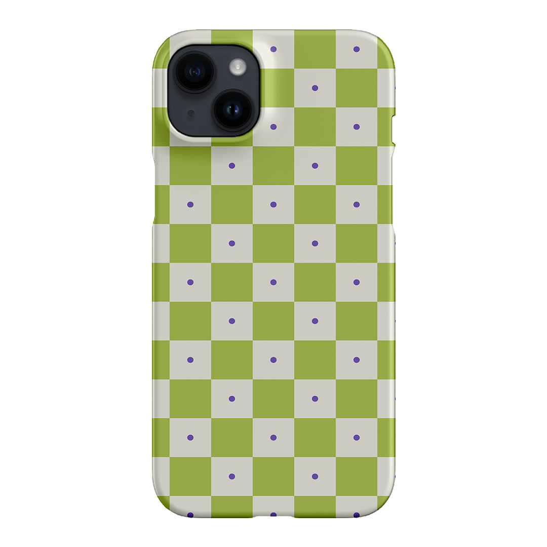 Checkers Lime with Lilac Matte Phone Cases iPhone 14 Plus / Snap by The Dairy - The Dairy