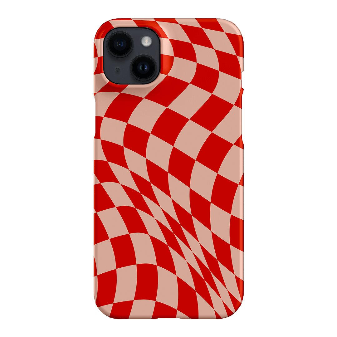 Wavy Check Scarlet on Blush Matte Case Matte Phone Cases iPhone 14 Plus / Snap by The Dairy - The Dairy