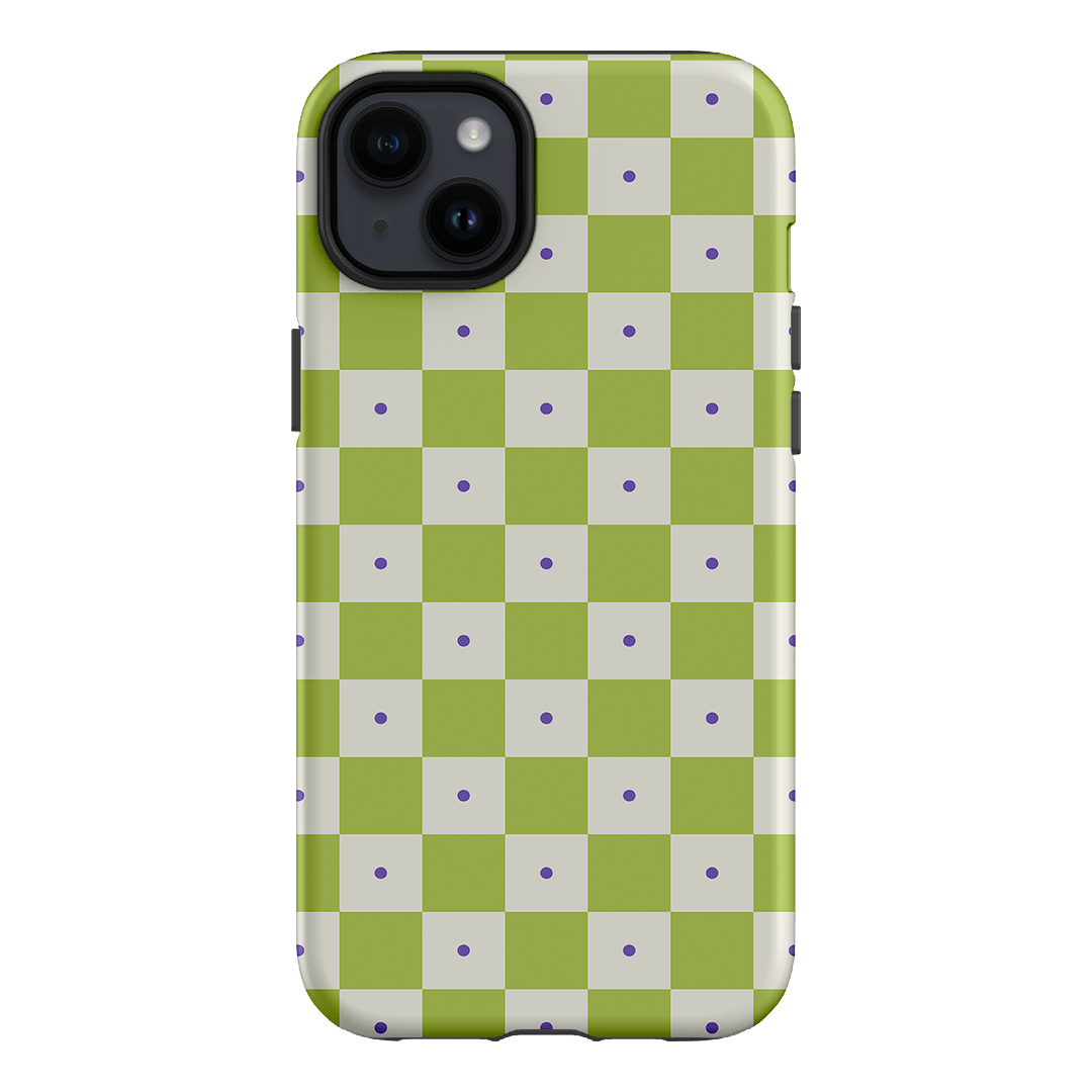 Checkers Lime with Lilac Matte Phone Cases iPhone 14 Plus / Armoured by The Dairy - The Dairy