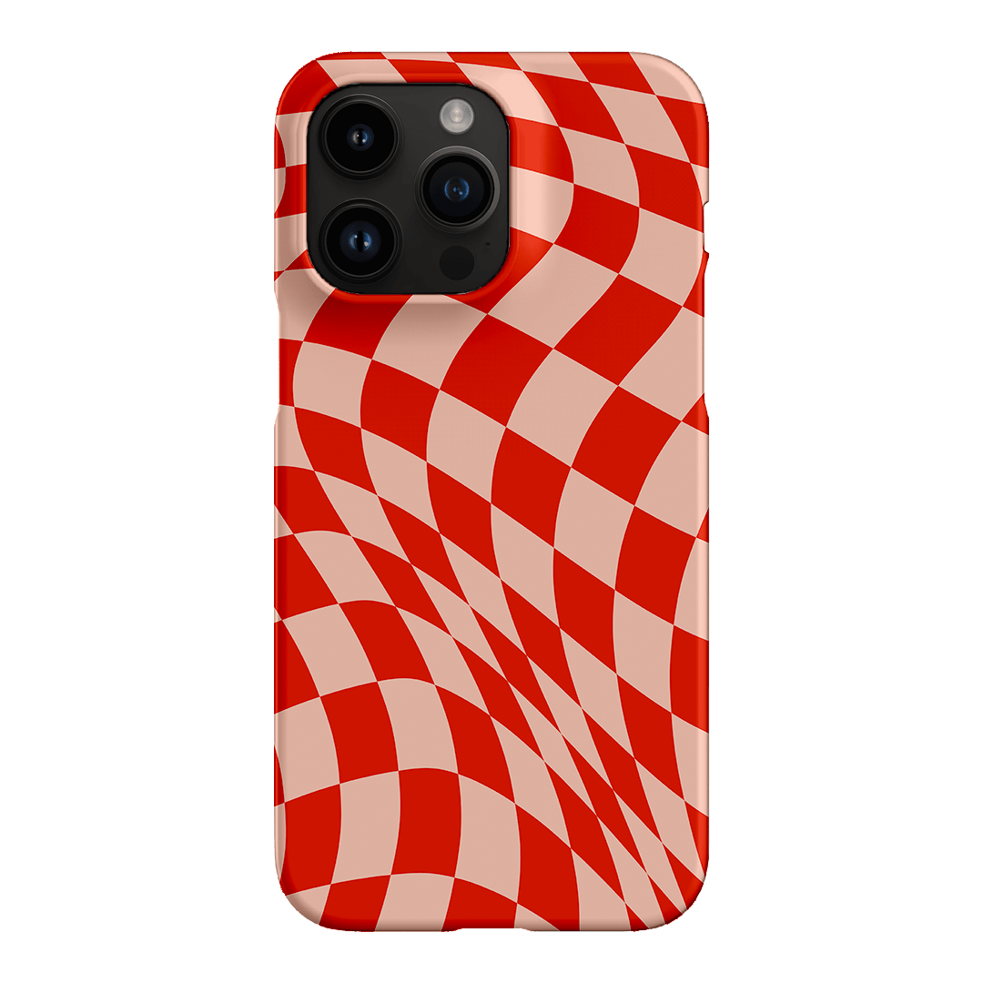 Wavy Check Scarlet on Blush Matte Case Matte Phone Cases iPhone 14 Pro Max / Snap by The Dairy - The Dairy