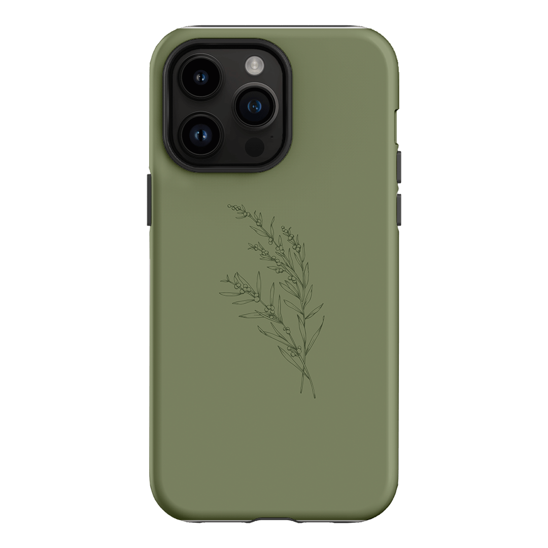 Khaki Wattle Printed Phone Cases iPhone 14 Pro Max / Armoured by Typoflora - The Dairy