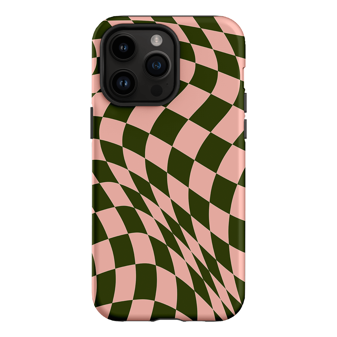Wavy Check Forest on Blush Matte Case Matte Phone Cases iPhone 14 Pro Max / Armoured by The Dairy - The Dairy