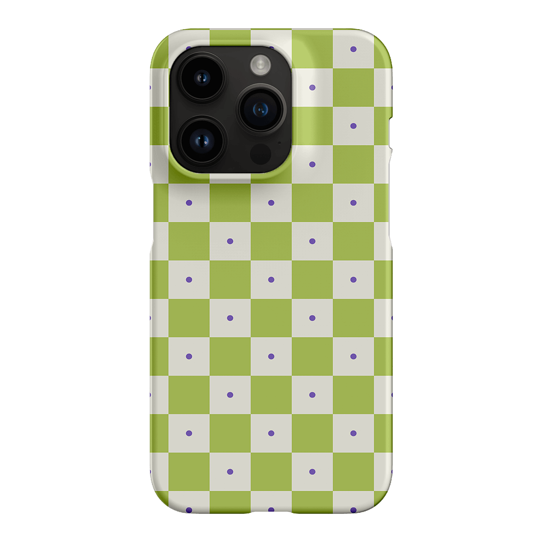 Checkers Lime with Lilac Matte Phone Cases iPhone 14 Pro / Snap by The Dairy - The Dairy