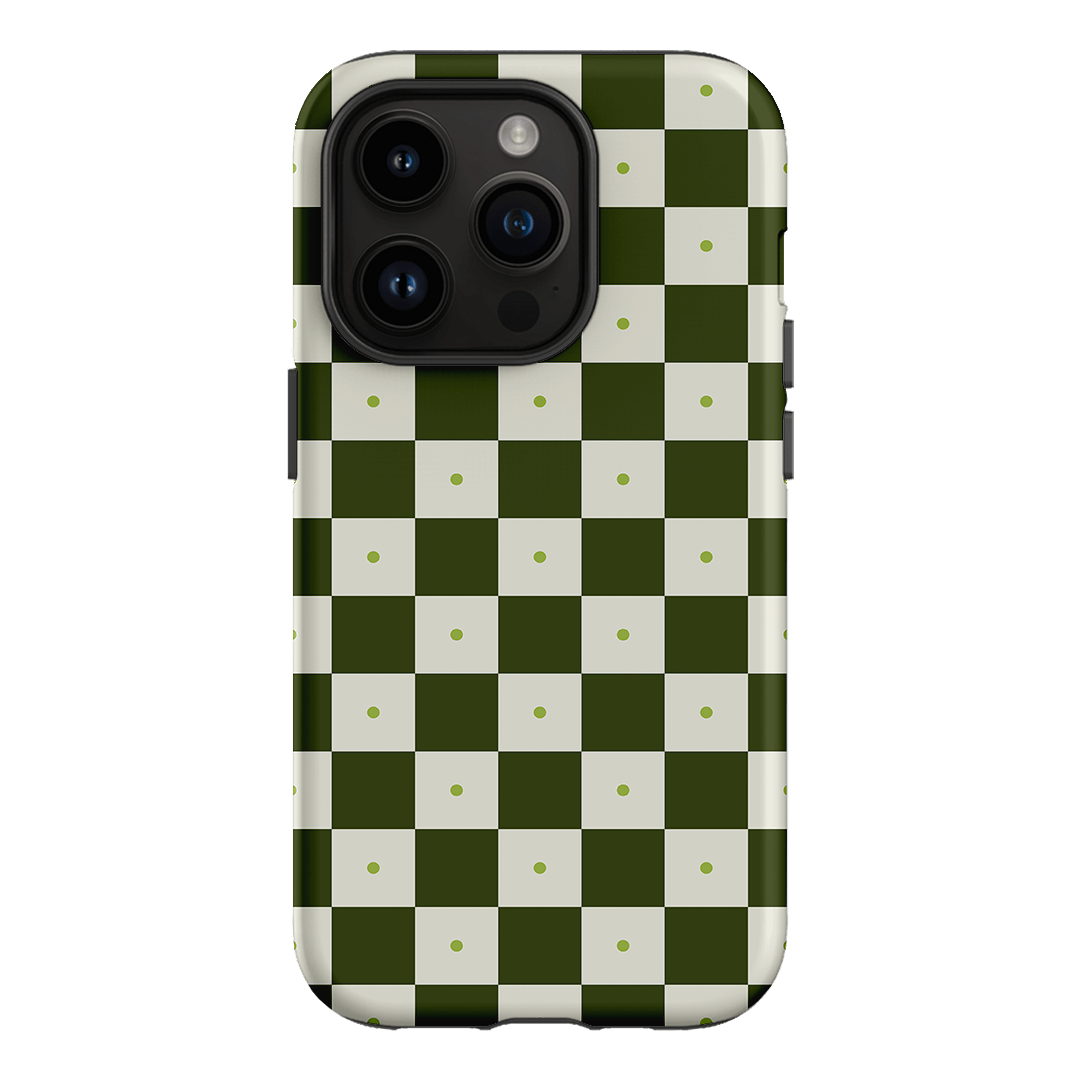 Checkers Green Matte Phone Cases iPhone 14 Pro / Armoured by The Dairy - The Dairy