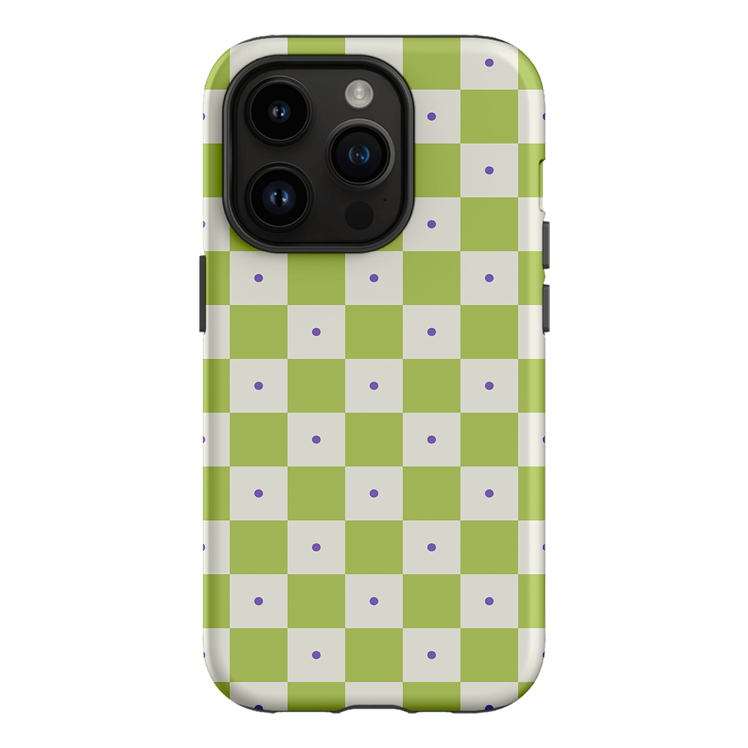 Checkers Lime with Lilac Matte Phone Cases iPhone 14 Pro / Armoured by The Dairy - The Dairy