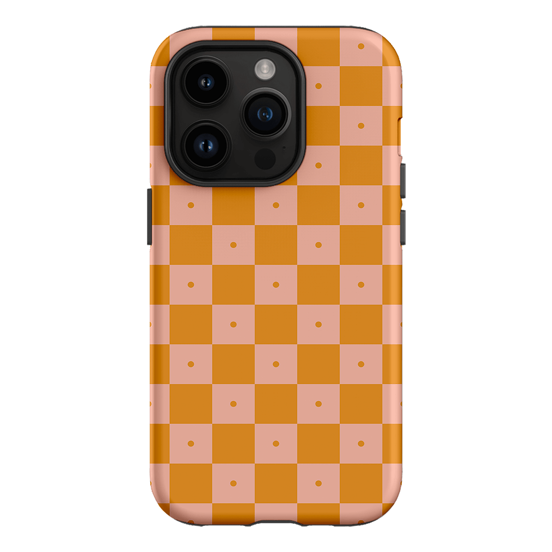 Checkers Orange with Blush Matte Case Matte Phone Cases iPhone 14 Pro / Armoured by The Dairy - The Dairy