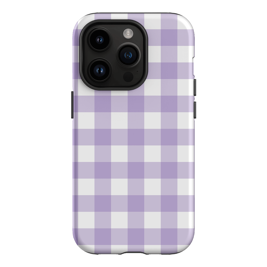 Gingham in Lilac Matte Case Matte Phone Cases iPhone 14 Pro / Armoured by The Dairy - The Dairy
