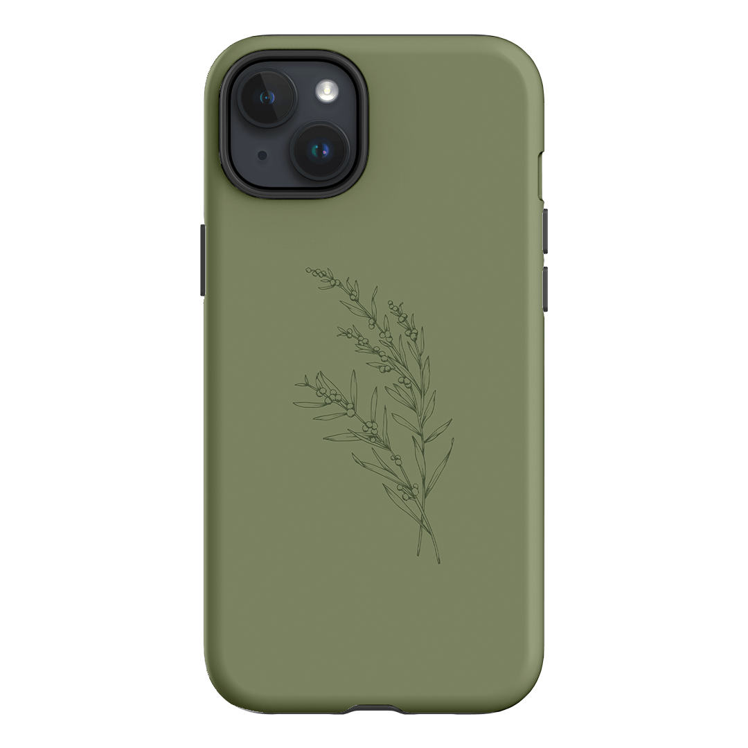 Khaki Wattle Printed Phone Cases iPhone 15 Plus / Armoured by Typoflora - The Dairy