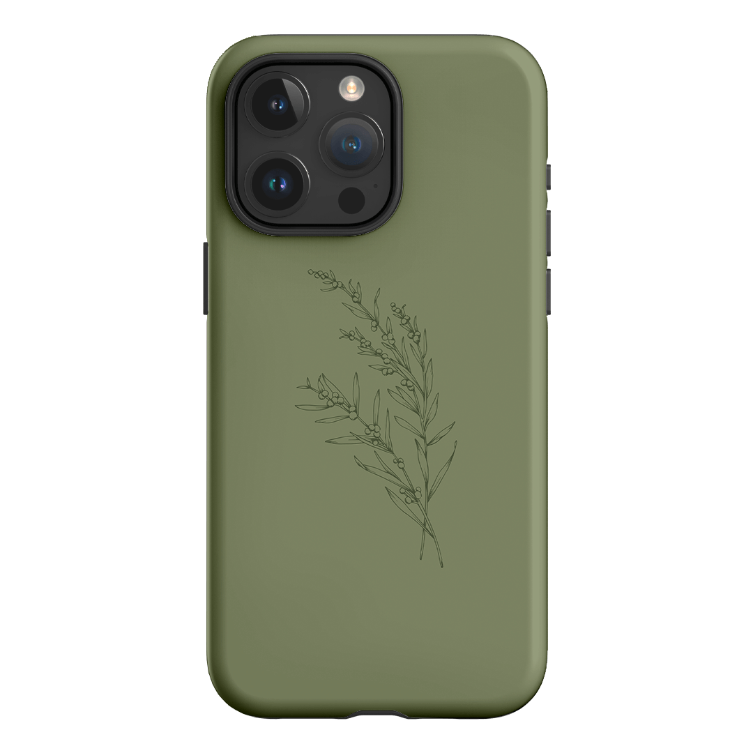 Khaki Wattle Printed Phone Cases iPhone 15 Pro Max / Armoured by Typoflora - The Dairy