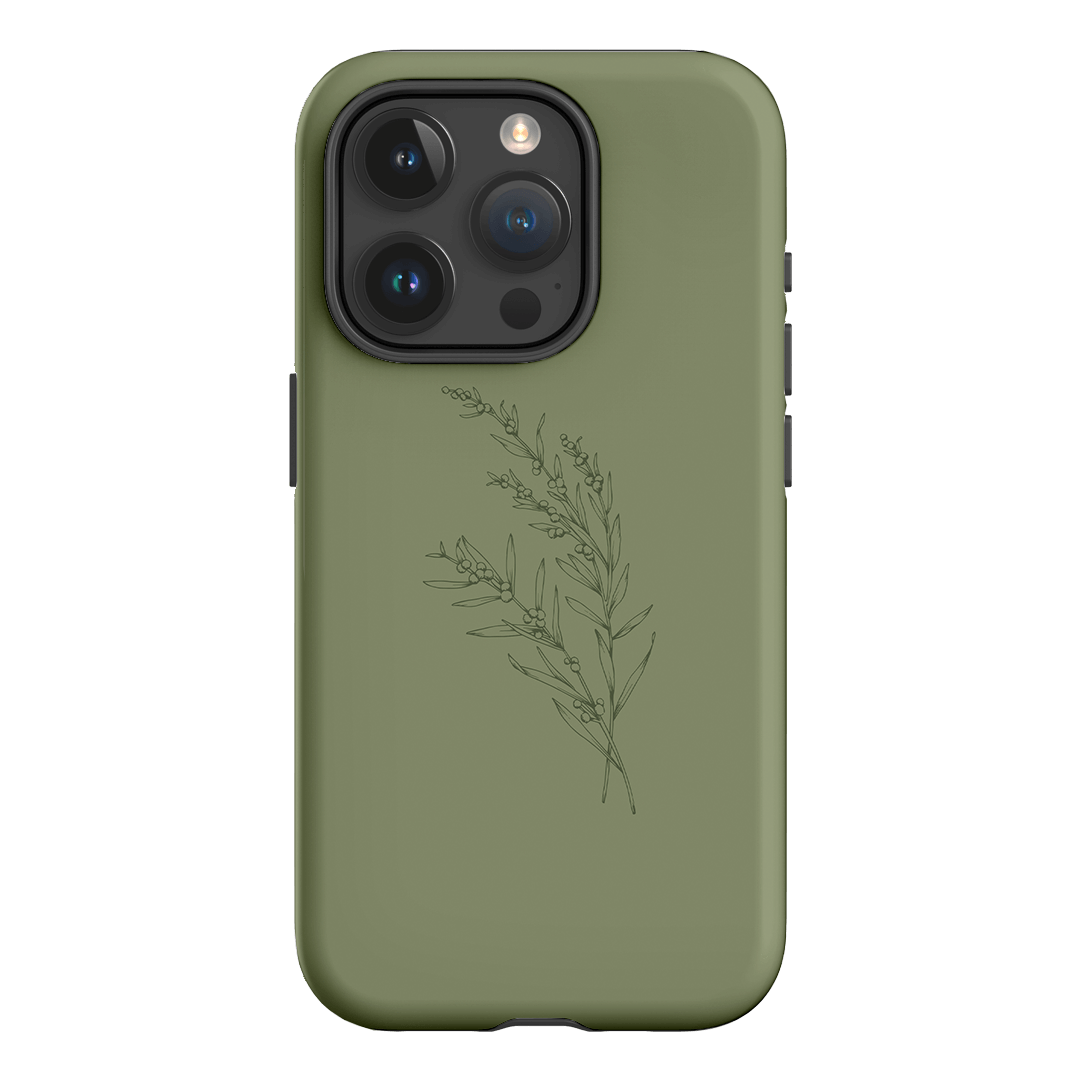Khaki Wattle Printed Phone Cases iPhone 15 Pro / Armoured by Typoflora - The Dairy