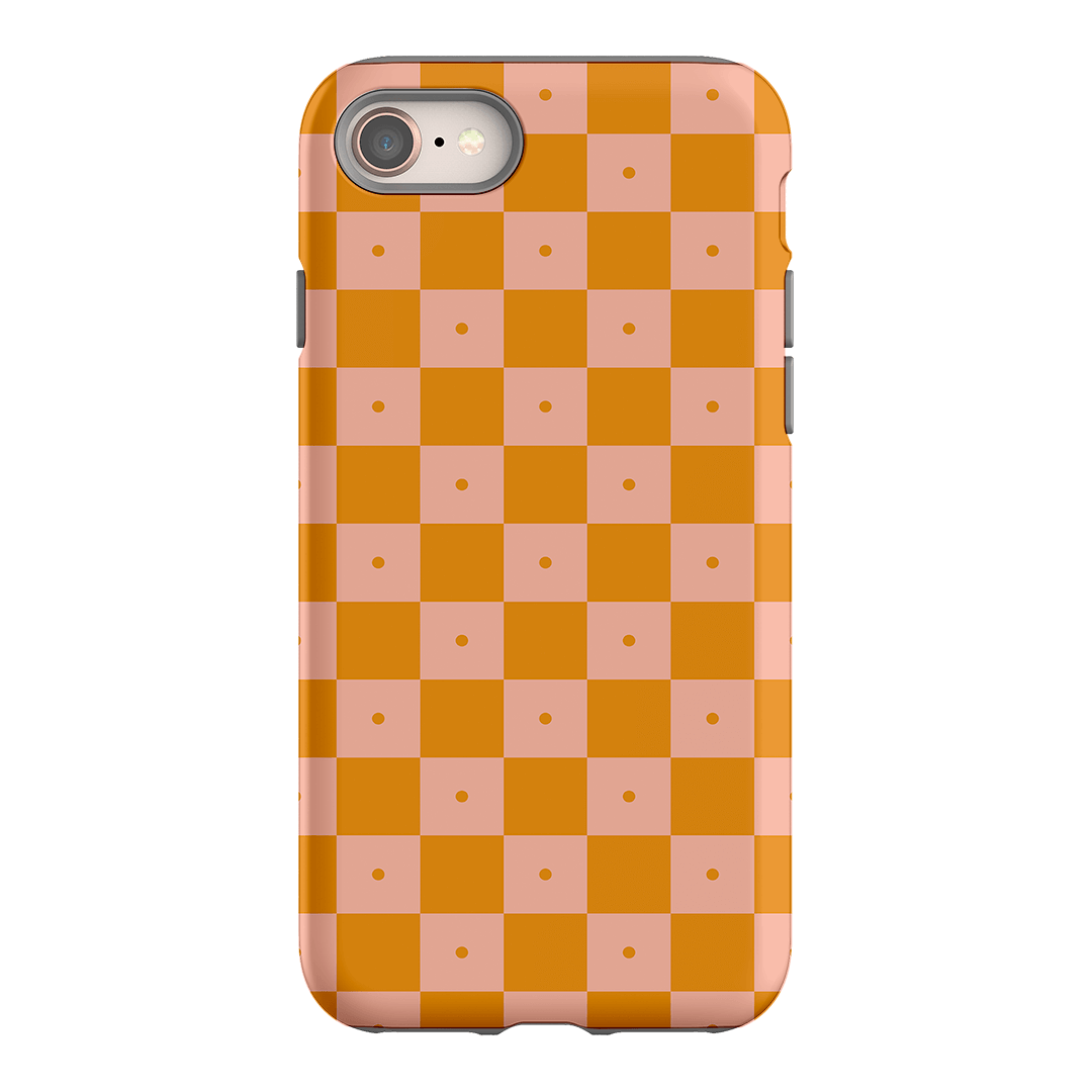 Checkers Orange with Blush Matte Case Matte Phone Cases iPhone 8 / Armoured by The Dairy - The Dairy