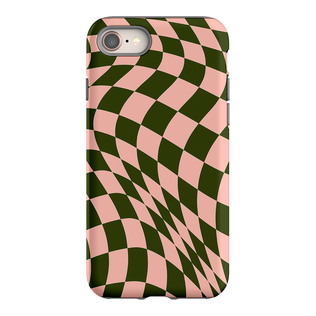 Wavy Check Forest on Blush Matte Case Matte Phone Cases iPhone 8 / Armoured by The Dairy - The Dairy
