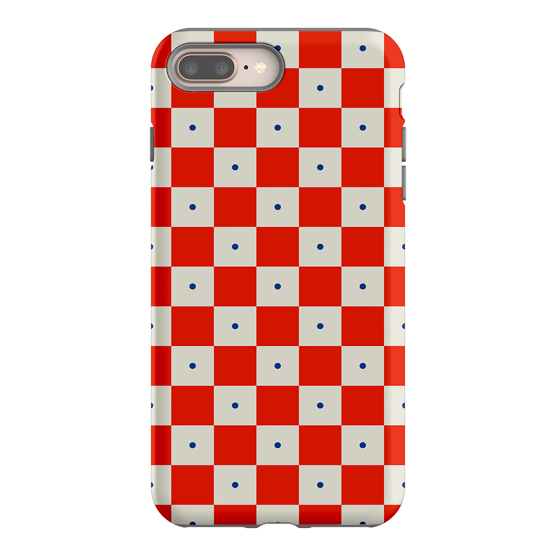 Checkers Scarlet with Cobalt Matte Case Matte Phone Cases iPhone 8 Plus / Armoured by The Dairy - The Dairy