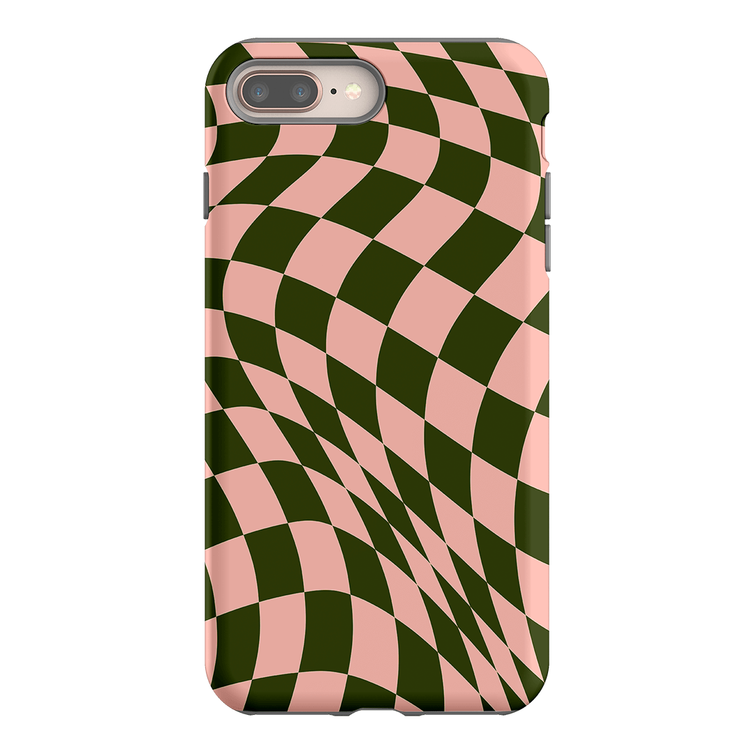 Wavy Check Forest on Blush Matte Case Matte Phone Cases iPhone 8 Plus / Armoured by The Dairy - The Dairy