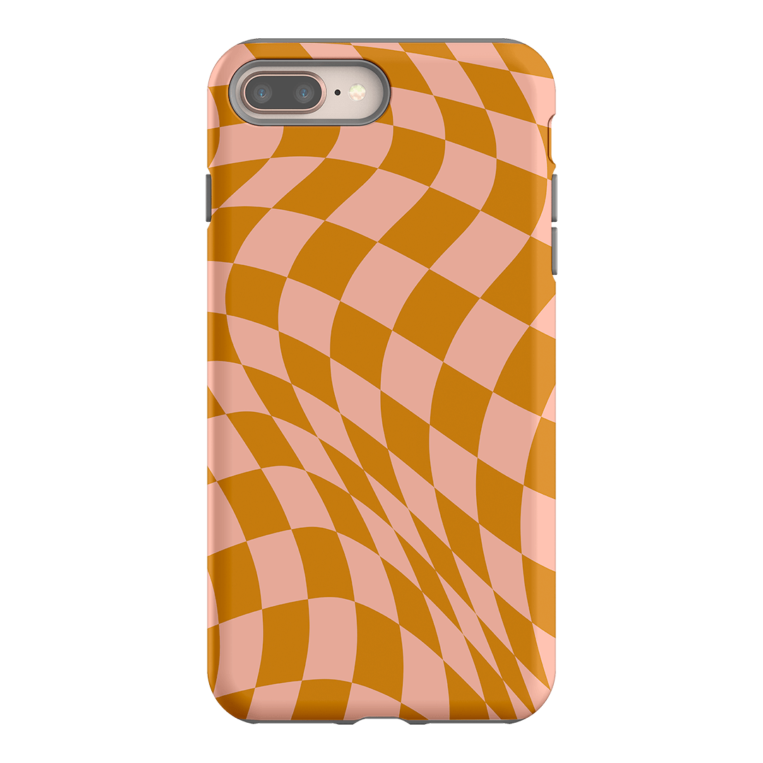 Wavy Check Orange on Blush Matte Case Matte Phone Cases iPhone 8 Plus / Armoured by The Dairy - The Dairy